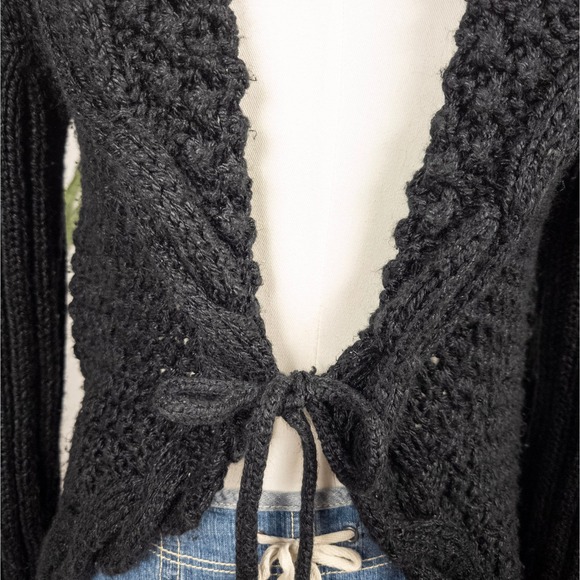 Y2K Tie Front Knit Cardigan Shawl Collar Womens Romeo And‎ Juliet Couture - Picture 5 of 6